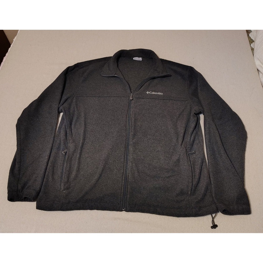 Columbia Fleece Jacket Full‎ Zip Charcoal Gray Mens XL Warm Outdoor Hiking